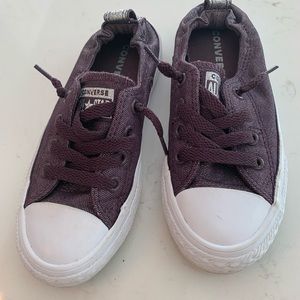Kids Converse purple silver slip on